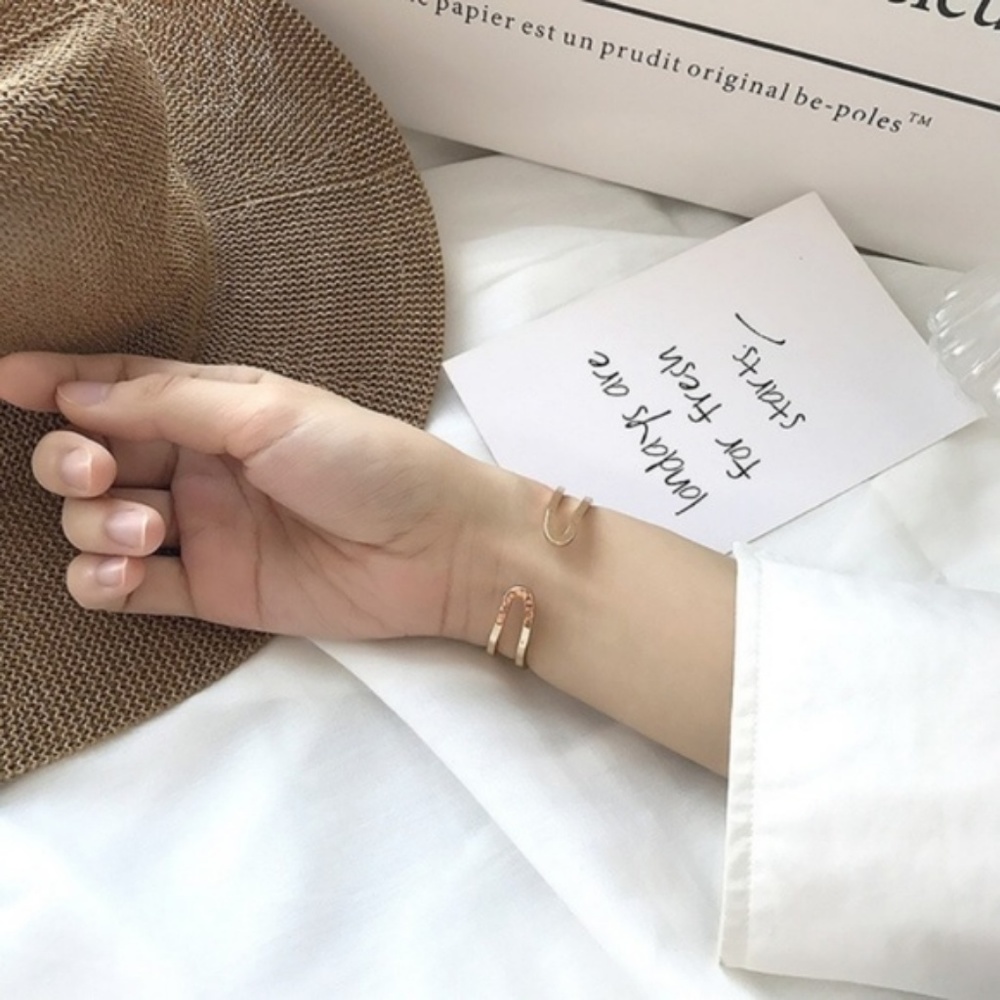 Abstract Minimalist Face Art Bracelet Cuff - Picture 3 of 8